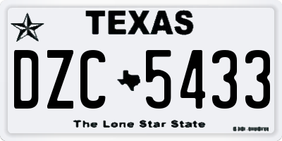 TX license plate DZC5433