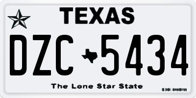 TX license plate DZC5434