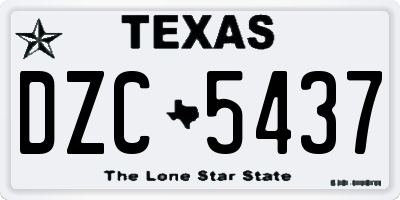 TX license plate DZC5437