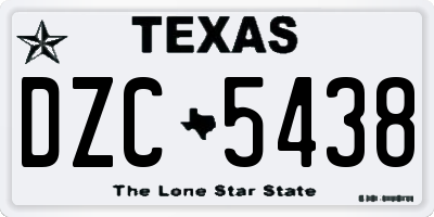 TX license plate DZC5438