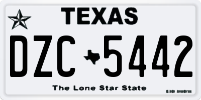 TX license plate DZC5442