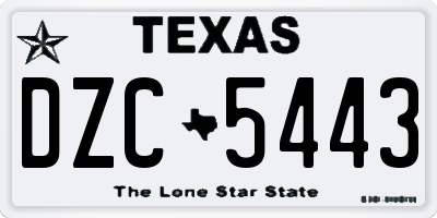 TX license plate DZC5443