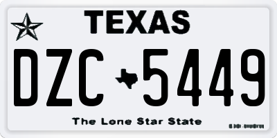 TX license plate DZC5449