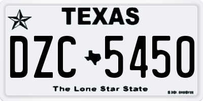 TX license plate DZC5450