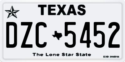 TX license plate DZC5452