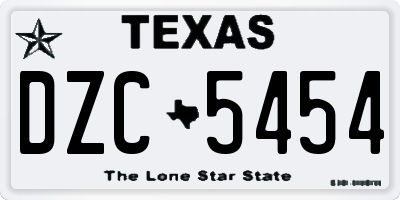 TX license plate DZC5454