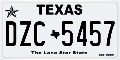 TX license plate DZC5457