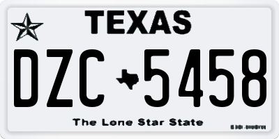 TX license plate DZC5458