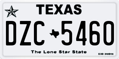 TX license plate DZC5460