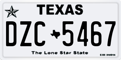 TX license plate DZC5467