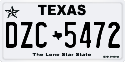 TX license plate DZC5472