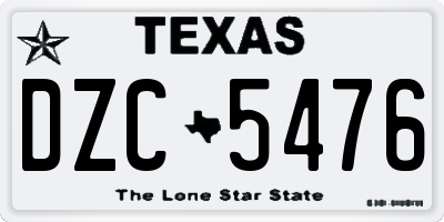 TX license plate DZC5476