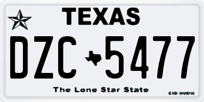 TX license plate DZC5477