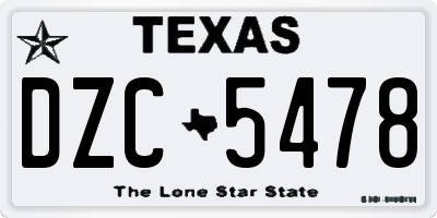 TX license plate DZC5478