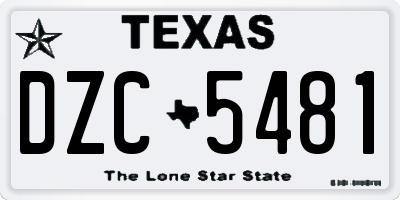TX license plate DZC5481