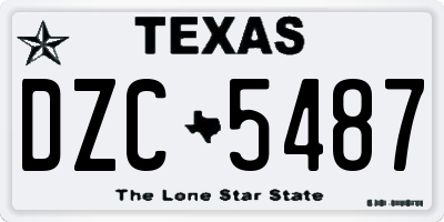 TX license plate DZC5487