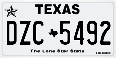 TX license plate DZC5492