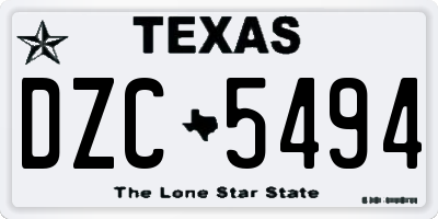 TX license plate DZC5494