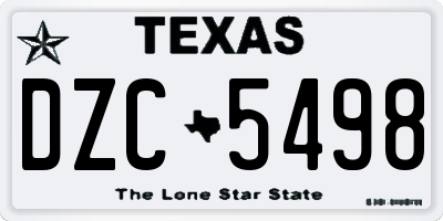 TX license plate DZC5498
