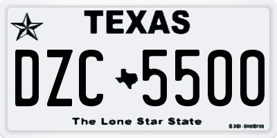 TX license plate DZC5500