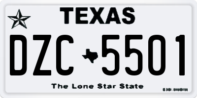 TX license plate DZC5501