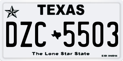 TX license plate DZC5503