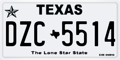 TX license plate DZC5514
