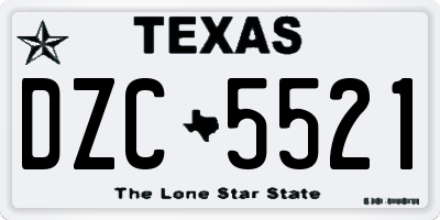 TX license plate DZC5521
