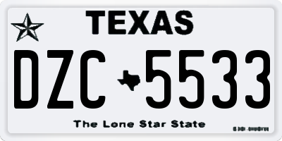 TX license plate DZC5533
