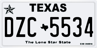 TX license plate DZC5534
