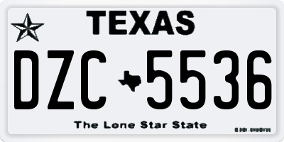 TX license plate DZC5536