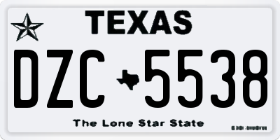 TX license plate DZC5538
