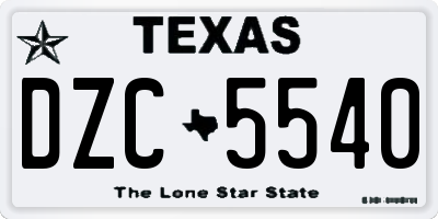 TX license plate DZC5540
