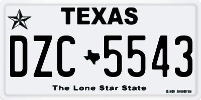 TX license plate DZC5543
