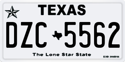 TX license plate DZC5562