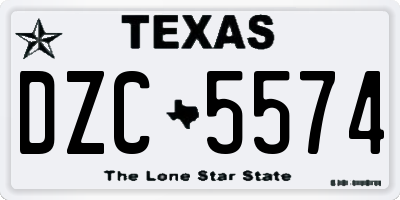 TX license plate DZC5574
