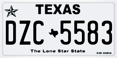 TX license plate DZC5583
