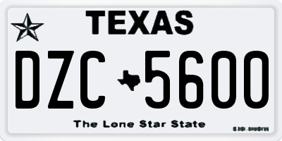 TX license plate DZC5600