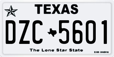 TX license plate DZC5601