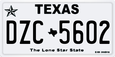 TX license plate DZC5602
