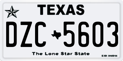 TX license plate DZC5603