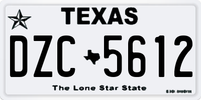 TX license plate DZC5612