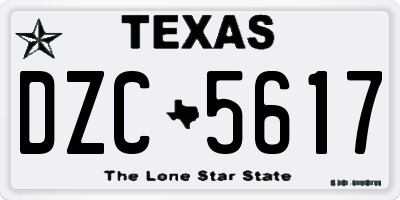 TX license plate DZC5617