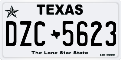 TX license plate DZC5623