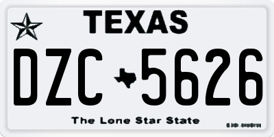 TX license plate DZC5626