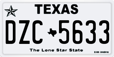 TX license plate DZC5633