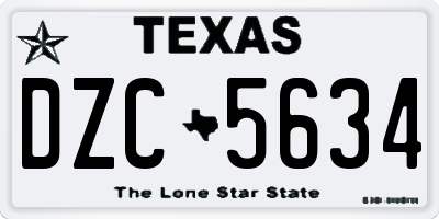 TX license plate DZC5634