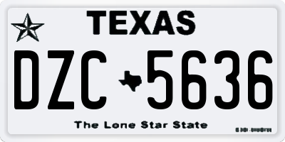 TX license plate DZC5636