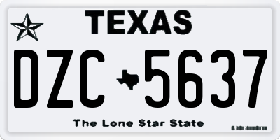 TX license plate DZC5637