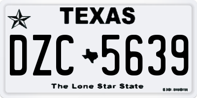 TX license plate DZC5639